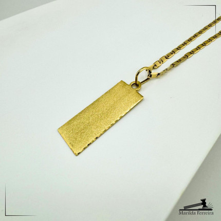 Pingente Placa (Personalizável)  em Ouro Amarelo
