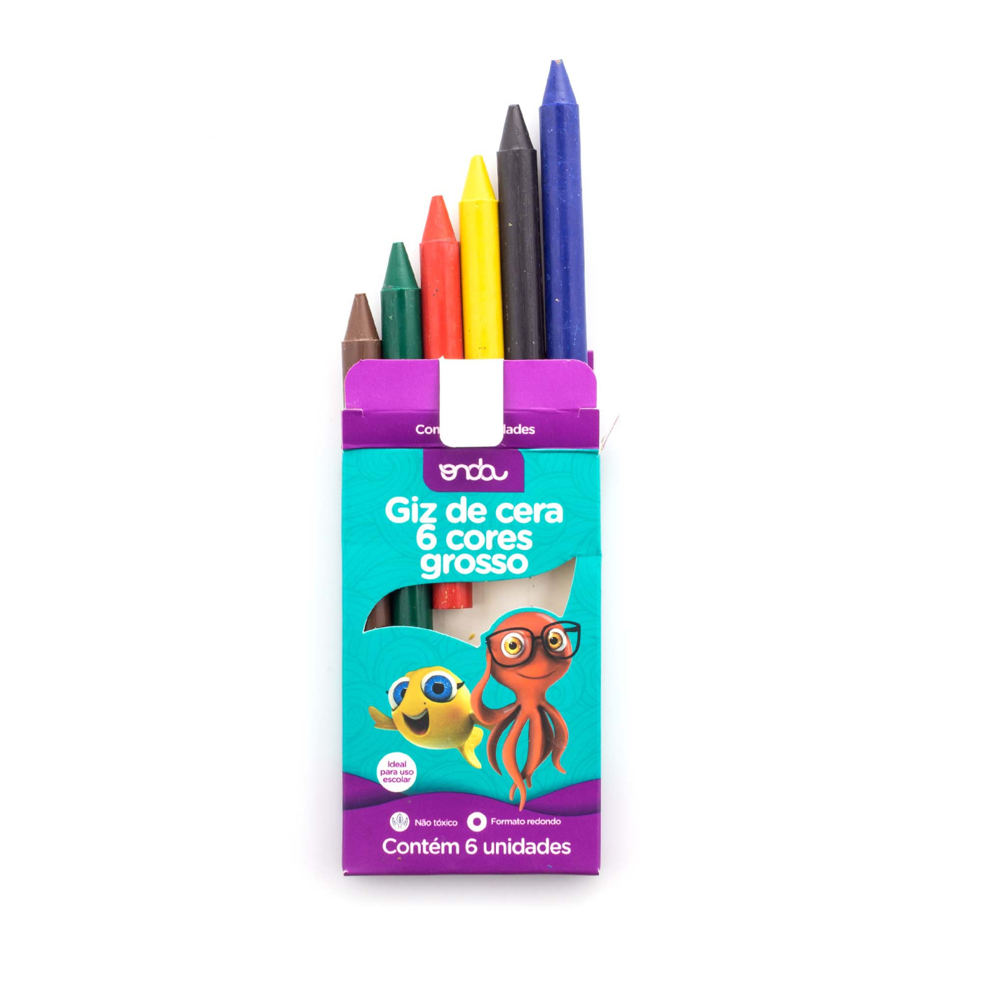 GIZ DE CERA GROSSO 6 CORES PCT 12 CAIXAS | Onda Pro