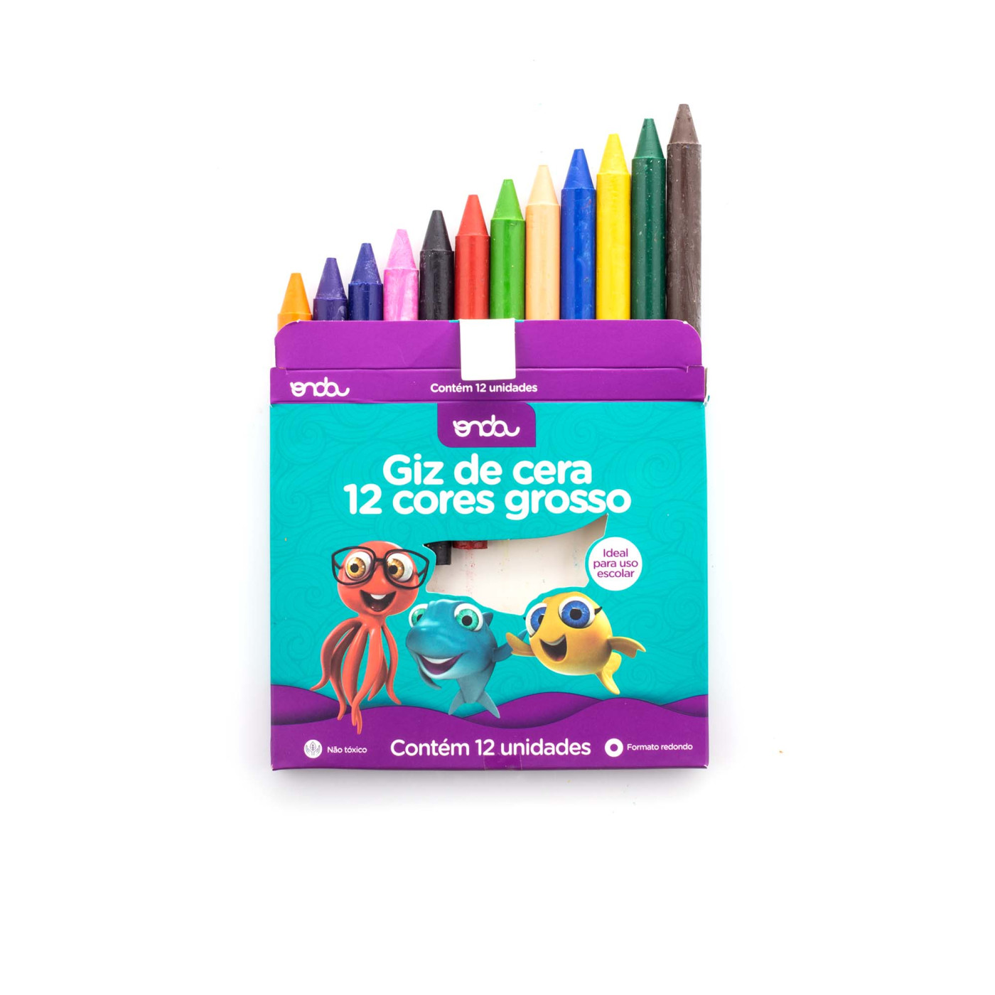 GIZ DE CERA GROSSO 12 CORES PCT 12 CAIXAS | Onda Pro
