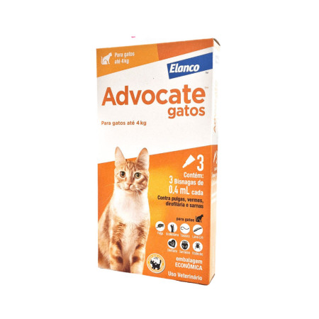Advocate Gatos 0,4 ml até 4 kg - 3 bisnagas