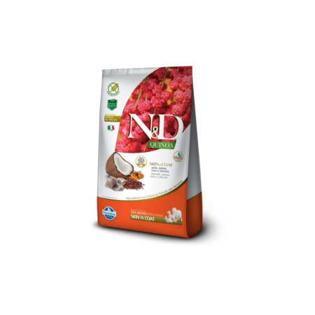 N&D Quinoa Skin et Coat Cães Adultos Todas as Raças Peixe, Quinoa, Coco e  Cúrcuma 2,5 kg