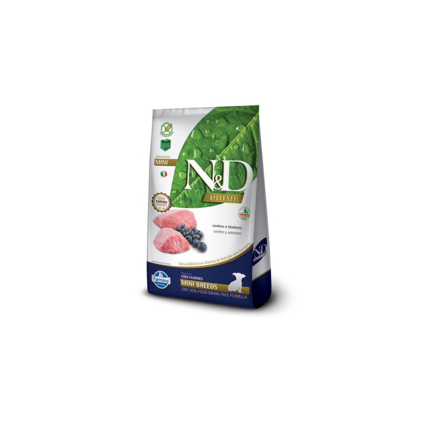 N&D Prime Cães Filhotes Mini Breeds Cordeiro e Blueberry 2,5 kg