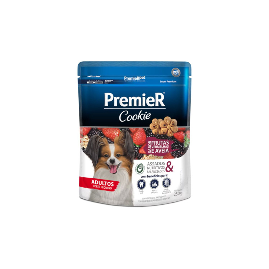 Premier Cookie Cães Adultos Porte Pequeno Frutas Vermelhas e Aveia 250 g
