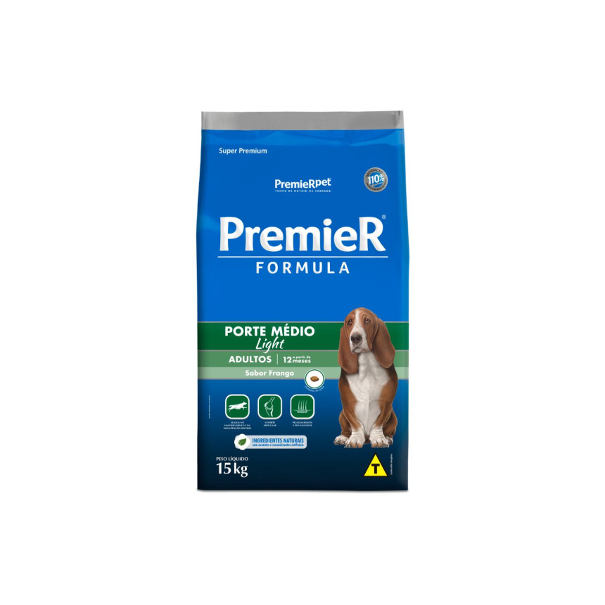 Premier Formula Light Cães Adultos Porte Médio Frango 15 kg