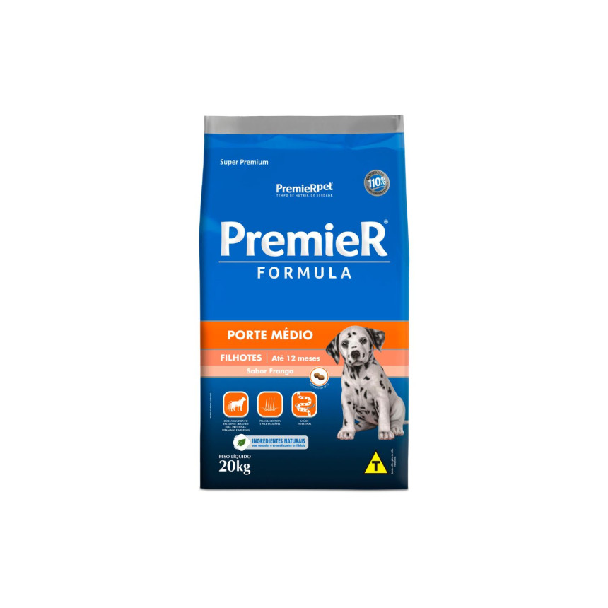 Premier Formula Cães Filhotes Porte Médio Frango 20 kg