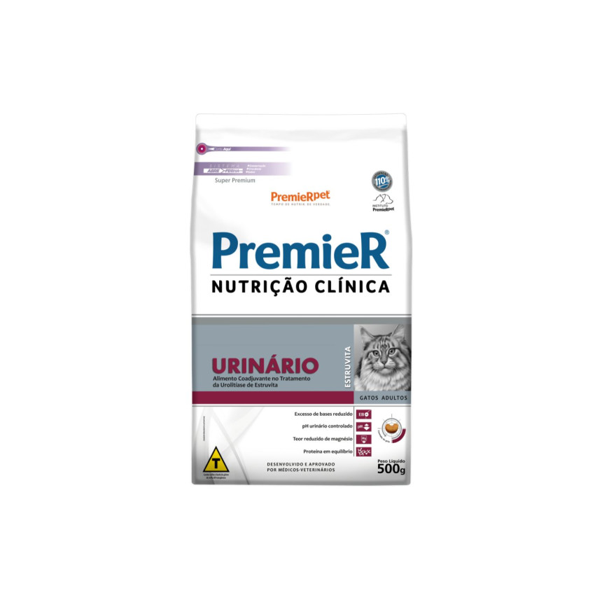 Premier Nutrição Clínica Urinário Estruvita Gatos Adultos 500 g