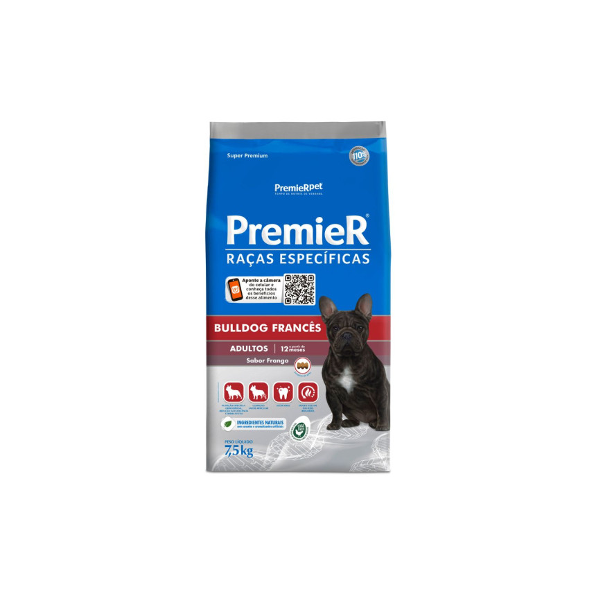 Premier Raças Específicas Bulldog Francês Cães Adultos Frango 7,5 kg