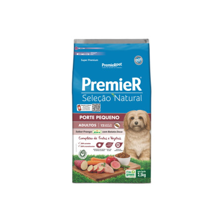 Premier Seleção Natural Cães Adultos Porte Pequeno Frango Korin e Batata Doce 2,5 kg