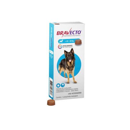 Bravecto 1000 mg - cães de 20 a 40 kg - 1 comprimido