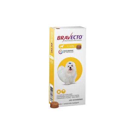 Bravecto 112,5 mg - cães de 2 a 4,5 kg - 1 comprimido
