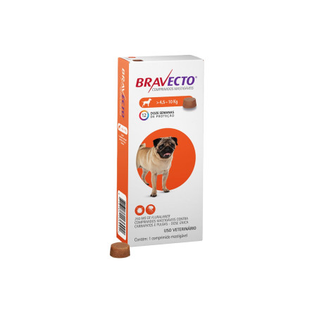 Bravecto 250 mg - cães de 4,5 a 10 kg - 1 comprimido