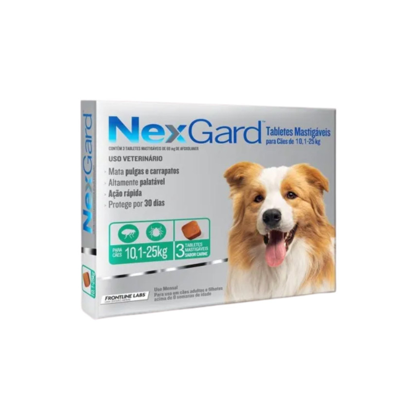 Nexgard para Cães de 10,1 a 25 kg - 3 tabletes