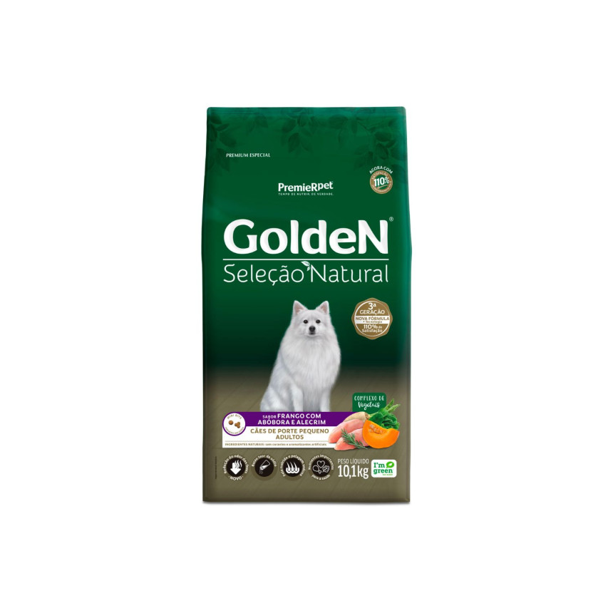 Golden Seleção Natural Cães Adultos Porte Pequeno Frango com Abóbora e Alecrim 10,1 kg