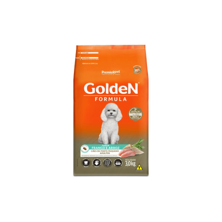 Golden Formula Cães Adultos Porte Pequeno Frango e Arroz 3 kg