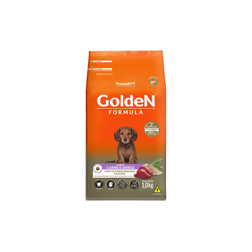Golden Formula Cães Filhotes Porte Pequeno Carne 1 kg