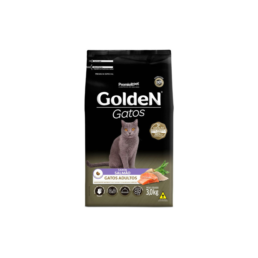 Golden Gatos Adultos Salmão 3 kg