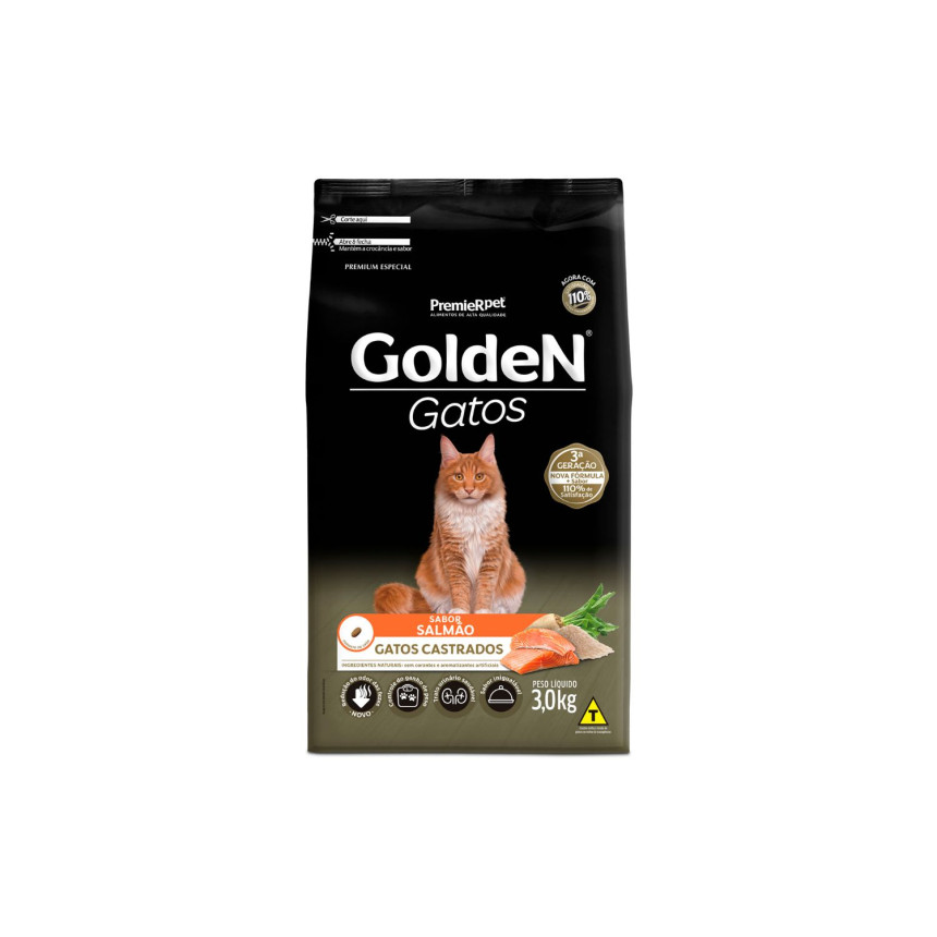 Golden Gatos Castrados Salmão 3 kg
