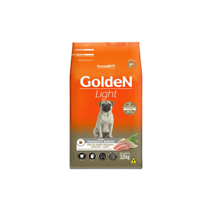 Golden Light Cães Adultos Porte Pequeno Frango 3 kg