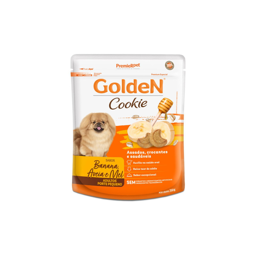 Golden Cookie Cães Adultos Porte Pequeno Banana, Aveia e Mel 350 g