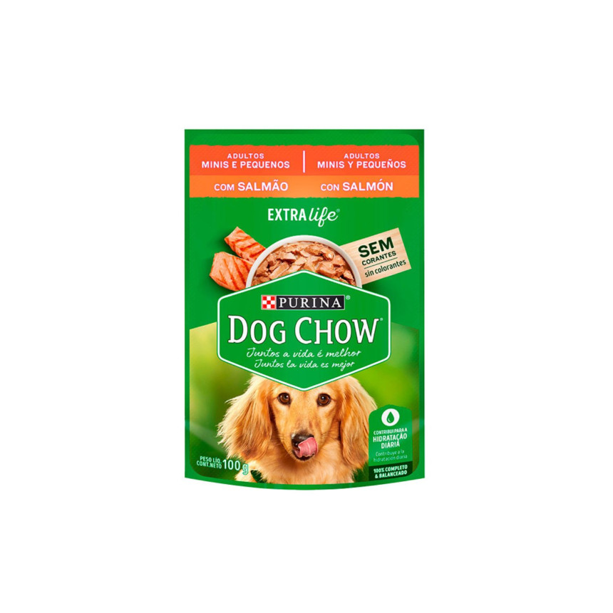 Sachê Dog Chow Cães Adultos Mini e Pequeno Salmão 100 g