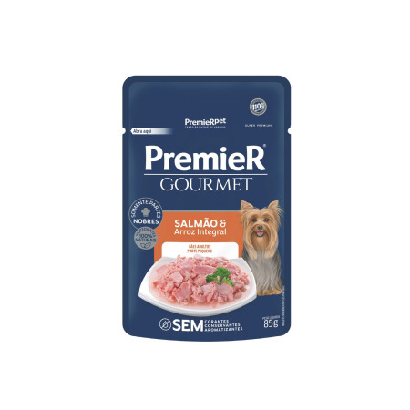 Sachê Premier Gourmet Cães Adultos Porte Pequeno Salmão e Arroz Integral 85 g