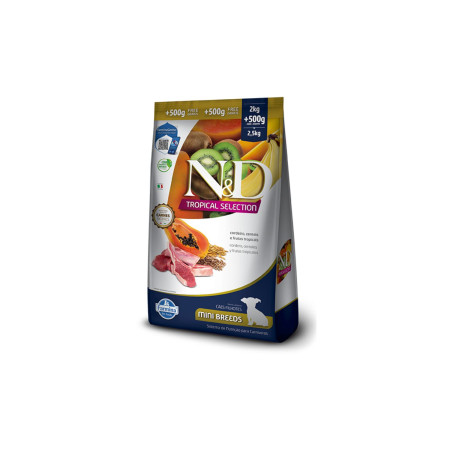 N&D Tropical Selection Cães Filhotes Mini Breeds Cordeiro Cereais e Frutas Tropicais 2,5 kg