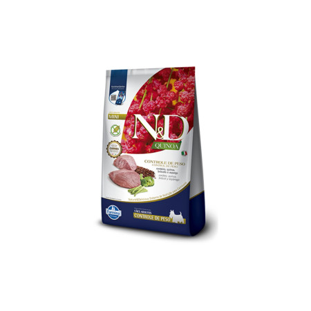 N&D Quinoa Controle de Peso Cães Adultos Mini Cordeiro Quinoa Brócolis e Aspargo 2,5 kg