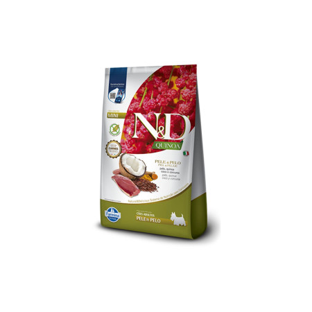 N&D Quinoa Pele e Pelo Cães Adultos Mini Pato Quinoa Coco e Cúrcuma 2,5 kg