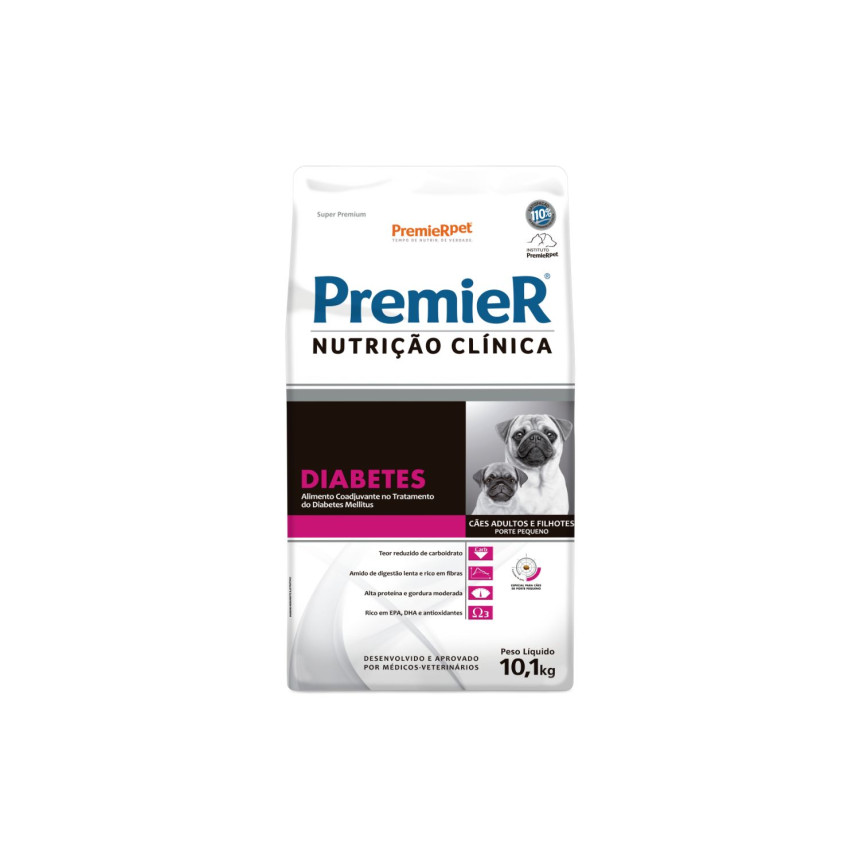 Premier Nutrição Clínica Diabetes Cães Filhotes e Adultos Porte Pequeno 10,1 kg