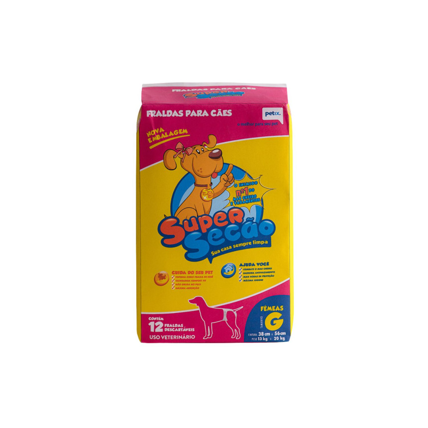 Super Secão Fralda para Cães Fêmea G - 12 unidades