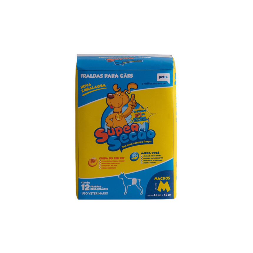 Super Secão Fralda para Cães Macho M - 12 unidades