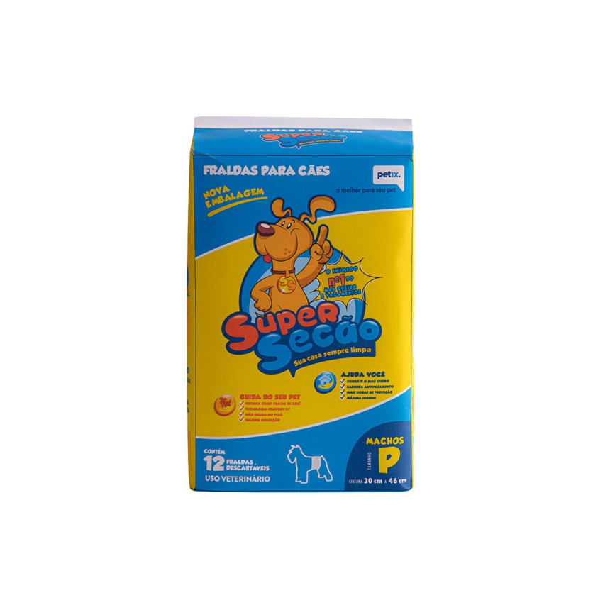 Super Secão Fralda para Cães Macho P - 12 unidades