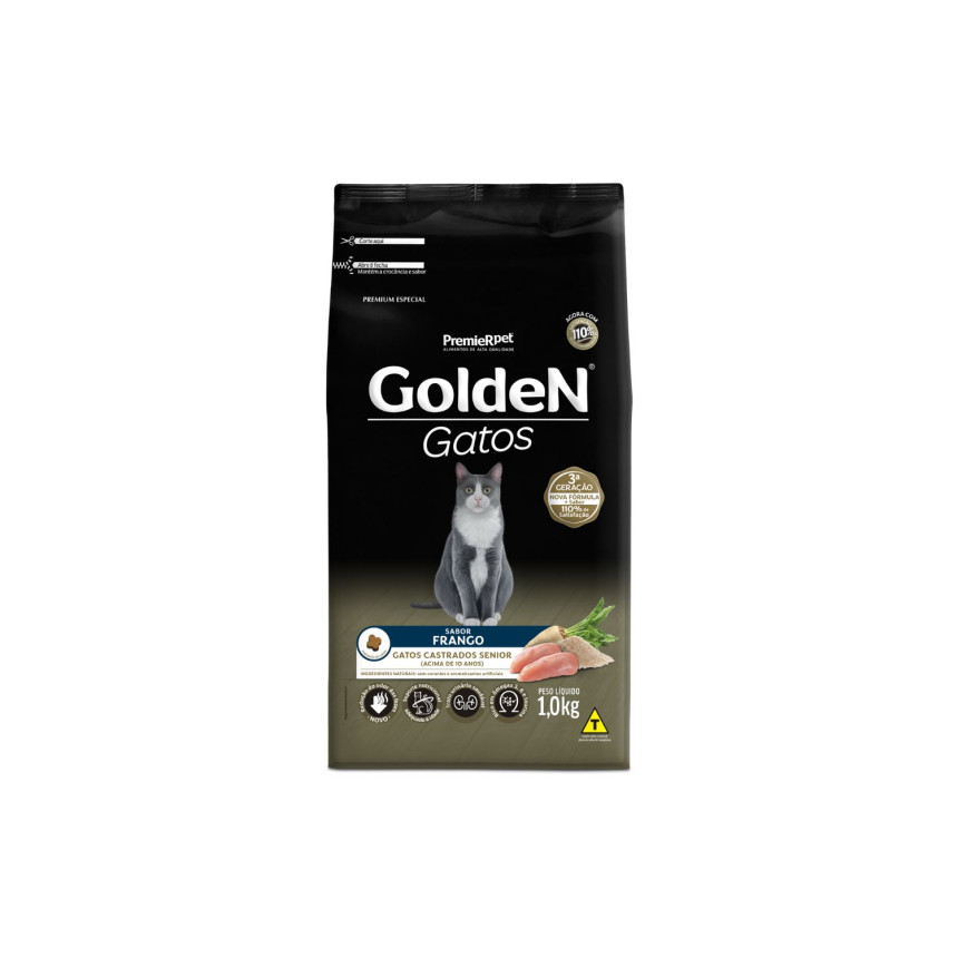 Golden Gatos Castrados Sênior Frango 1 kg