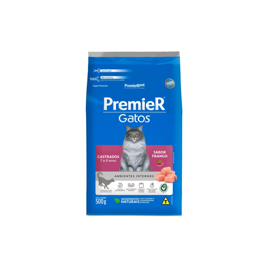 Premier Gatos Castrados 7 a 11 Anos Frango 500 g