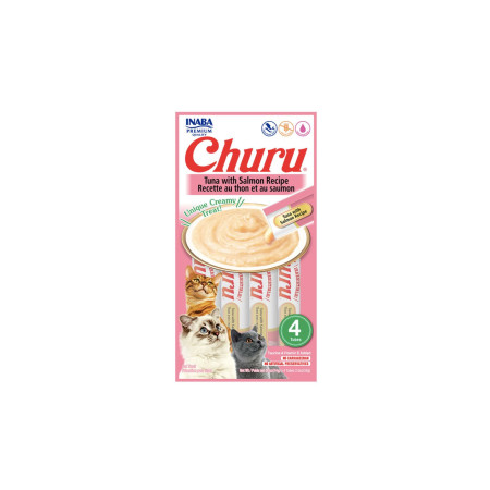 Petisco para Gato Inaba Churu Purê de Atum com Salmão 14 g - 4 unidades