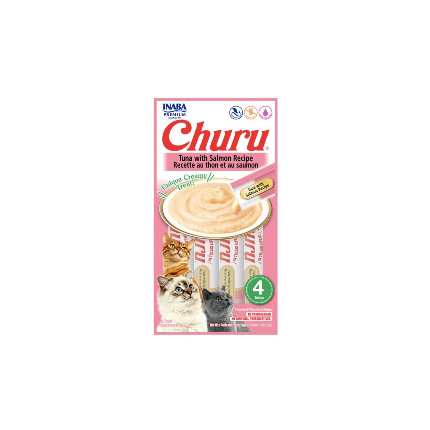 Petisco para Gato Inaba Churu Purê de Atum com Salmão 14 g - 4 unidades
