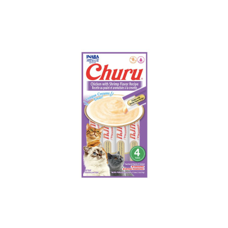 Petisco para Gato Inaba Churu Purê de Frango com Aroma de Camarão 14 g - 4 unidades