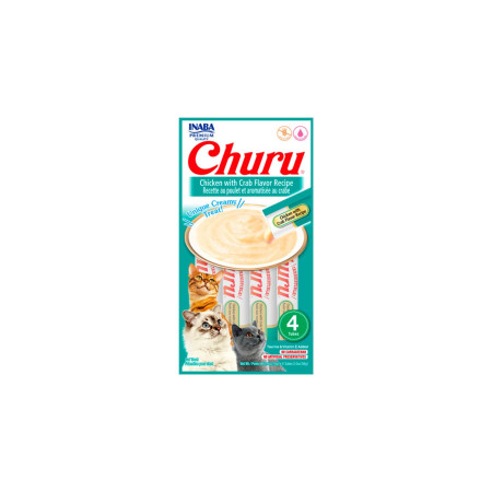 Petisco para Gato Inaba Churu Purê de Frango com Aroma de Caranguejo 14 g - 4 unidades