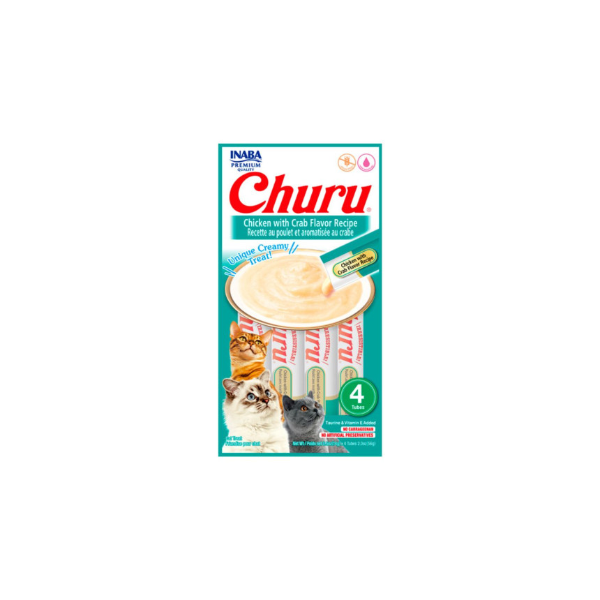 Petisco para Gato Inaba Churu Purê de Frango com Aroma de Caranguejo 14 g - 4 unidades