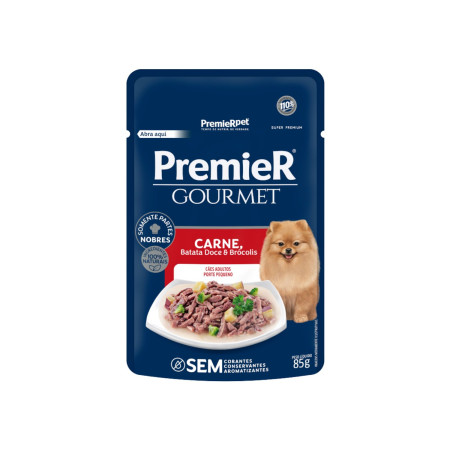 Sachê Premier Gourmet Cães Adultos Porte Pequeno Carne, Batata Doce e Brócolis 85 g
