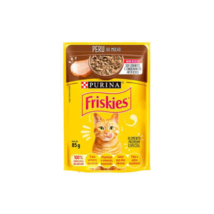 Sachê Friskies Gatos Adultos Peru ao Molho 85 g - caixa c/ 15 unidades