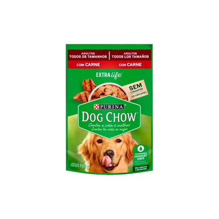 Sachê Dog Chow Cães Adultos Todos os Tamanhos Carne 100 g - caixa c/15 unidades