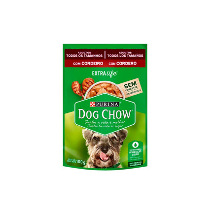Sachê Dog Chow Cães Adultos Todos os Tamanhos Cordeiro 100 g - caixa c/ 15 unidades