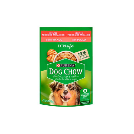 Sachê Dog Chow Cães Adultos Todos os Tamanhos Frango 100 g - caixa c/ 15 unidades