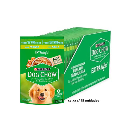 Sachê Dog Chow Cães Filhotes Todos os Tamanhos Frango 100 g - caixa com 15 unidades