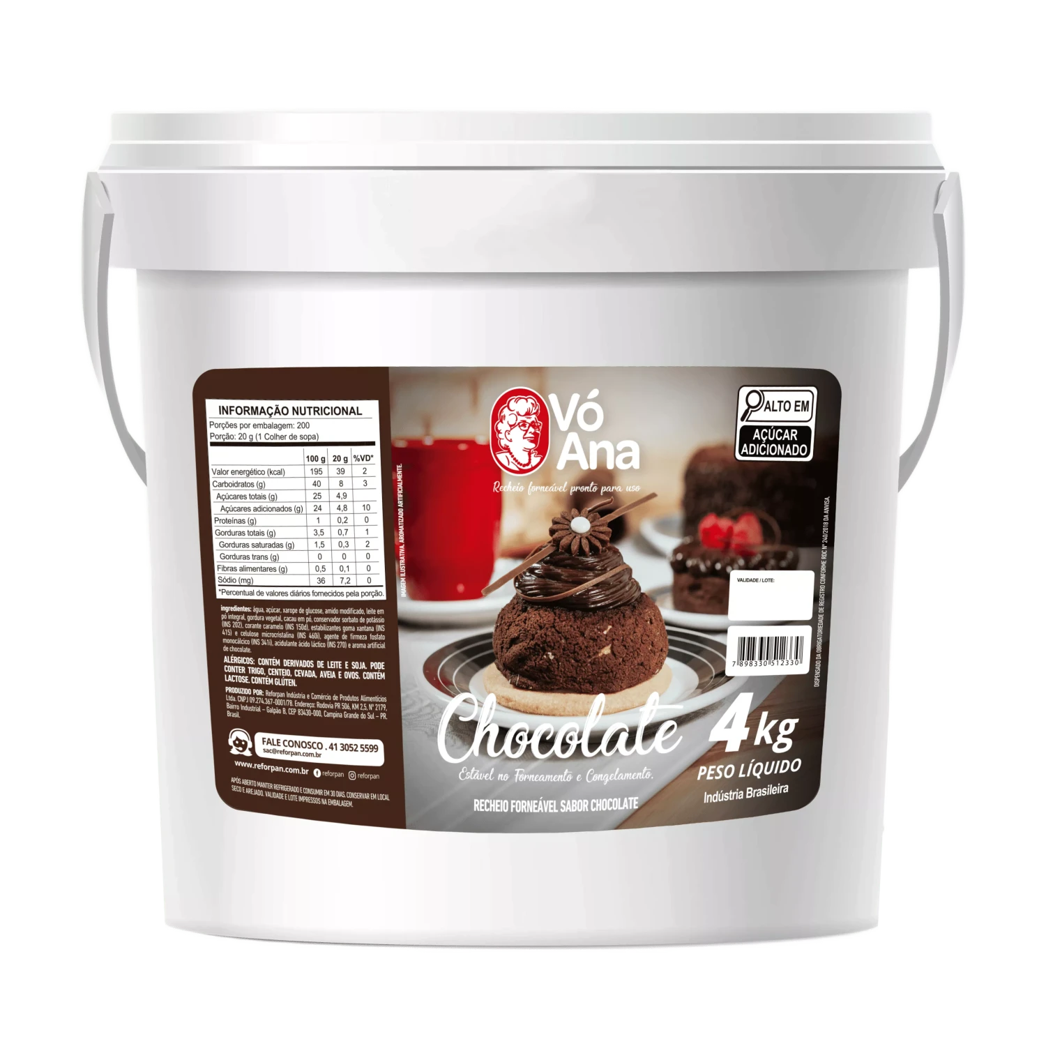 Recheio Forneável Chocolate Vó Ana 4kg
