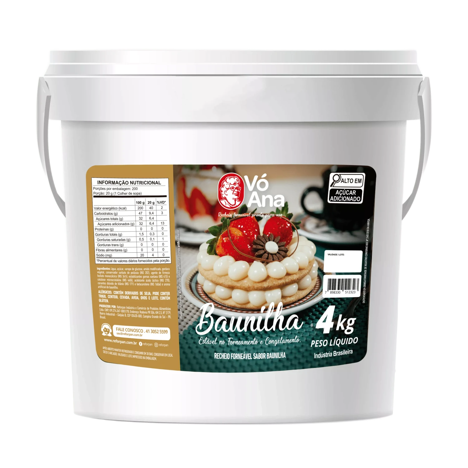 Recheio Forneável Baunilha Vó Ana 4kg