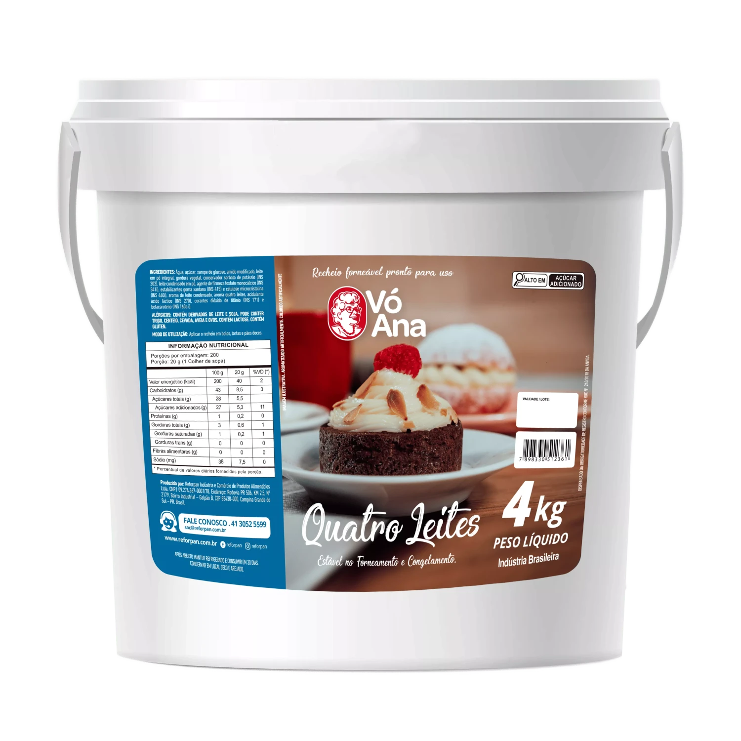 Recheio Forneável 4 Leites Vó Ana 4kg