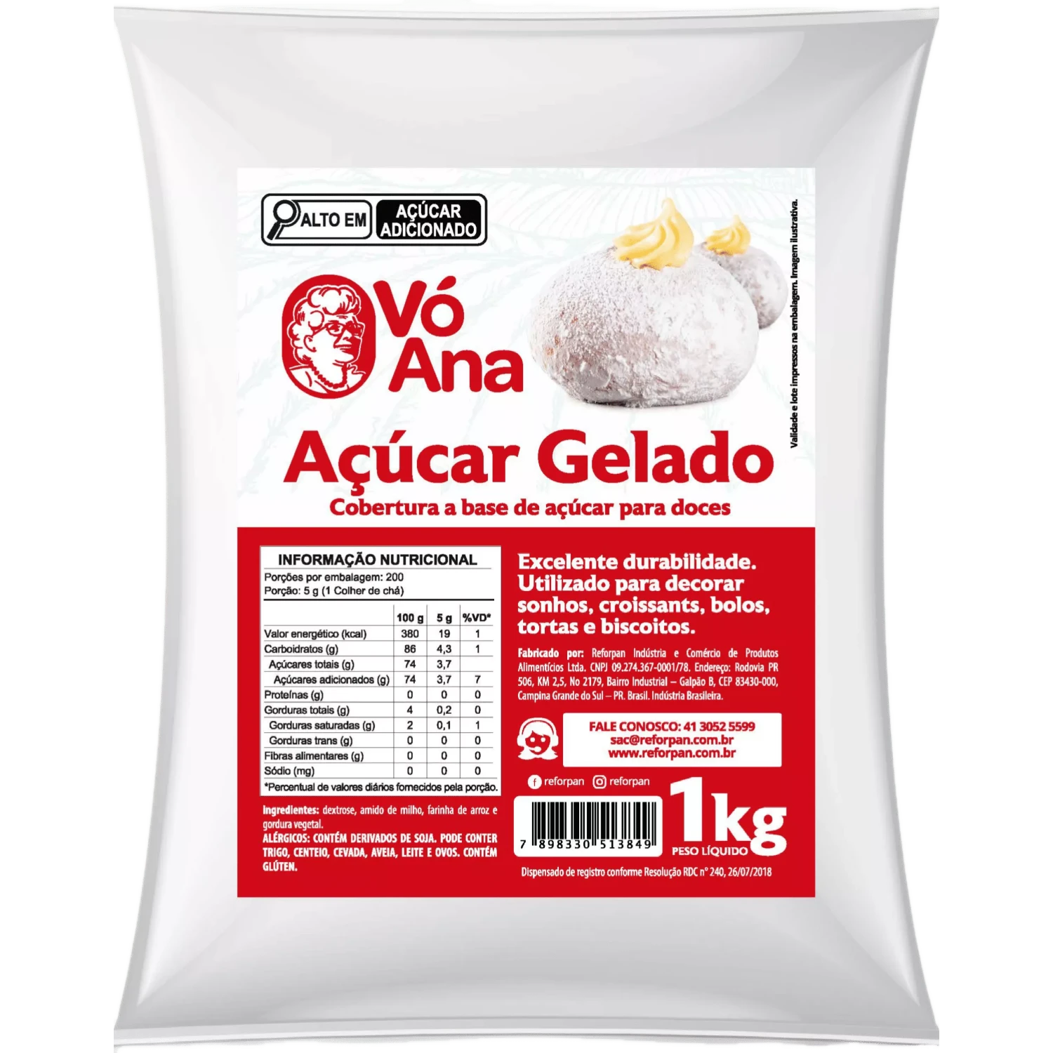 Açúcar Gelado 1kg Vó Ana