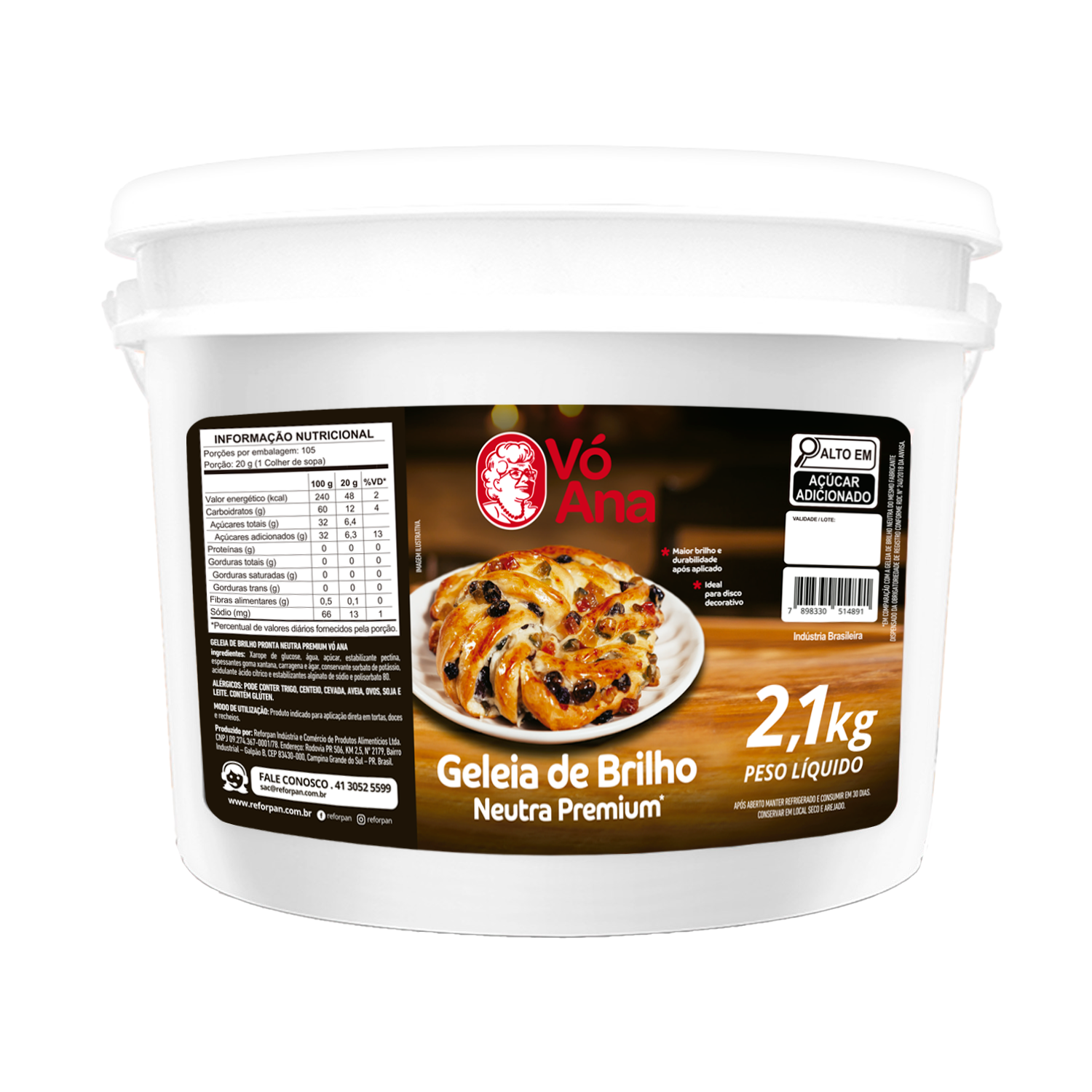 Geleia de Brilho Neutra Premium Vó Ana 2,1kg